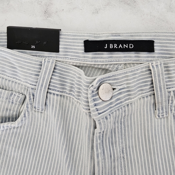 J Brand Capri Skinny Mid Rise Bleached Striped Blue Jeans 25 NWT - Picture 7 of 9